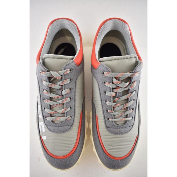 Chanel Mens 18K Grey Orange Nylon CC Logo Lace Up Low Top Trainer Sneaker 44 11 - Picture 9 of 14